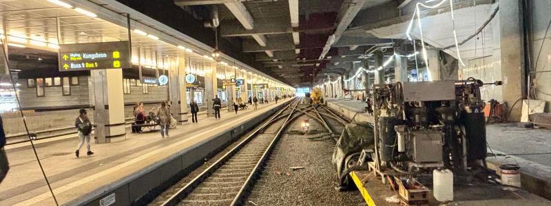 Spårarbete på Stockholms central. Foto: Stina Wickenberg