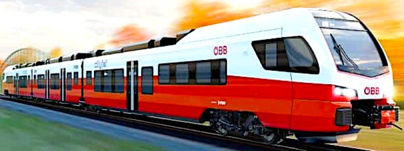 Konstnärens intryck av batteritåget som Stadler ska leverera till ÖBB.
Foto: Stadler