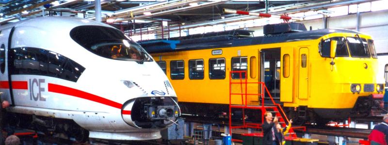 NS:s underhållsverkstad för NS Onderhoud & Service i nederländska staden Leidschendam. Foto: Wikipedia Common: Kredit: Steven Lek