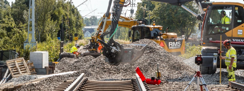 Arbetet från Bromma flygplats till Ursviks torg påbörjades i januari 2021 och beräknas vara klart våren 2025. Foto: Trafikverket