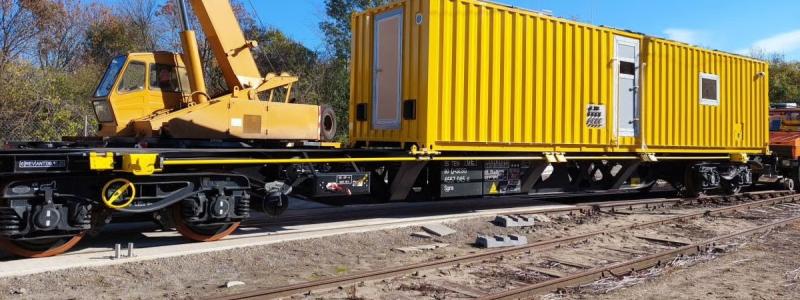 Första ukrainskbyggd godsvagn levererad till Tyskland för järnvägsarbete. Foto: