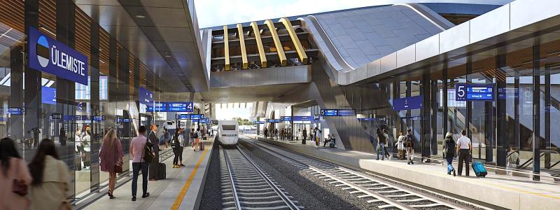 Bygget av huvudsträckan och terminalen i Ülemiste kommer att ge en bättre anslutning till Europa samt nya möjligheter för den lokala ekonomin. Illustration: Rail Baltica
