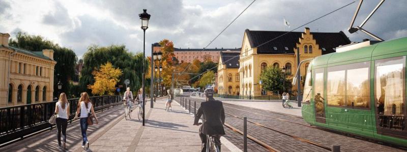 Framtidens spårväg i Uppsala. Illustration: White Arkitekter