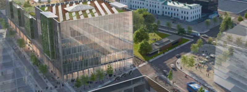 Gestaltning av mittuppgången för Västlänkens station Centralen. Bild: Göteborgs stad