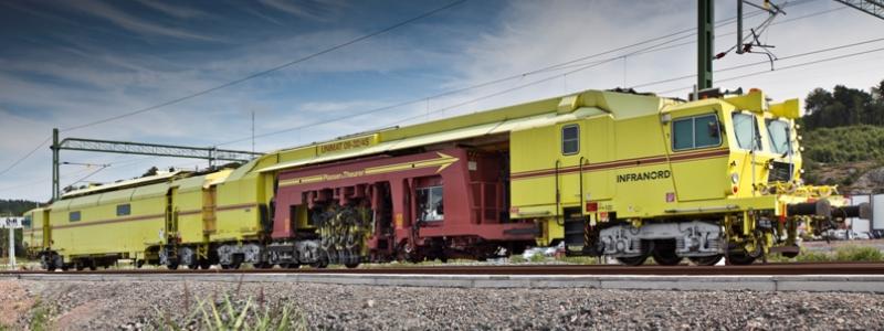 Hitachi Rail digitaliserar Infranords gula underhållståg med signalsystemen ERTMS och STM-ATC2. Foto: Infranord