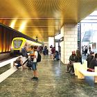 Illustration om framtida stationen i Haga. Den nuvarande kostnadsbilden för Västlänken är fortfarande oklar. Trafikverket aviserar att man inom kort kommer att presentera en ny samlad prognos för hela projektets slutkostnad. Illustration: TMWR för Kanozi Arkitekter via Trafikverket.