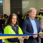 Från vänster till höger i bild: Trafikverkets överdirektör Francisca Ramsberg, Trafikverkets projektledare Niklas Gunnarsson, Jernhusens regionchef Michael Dahlgren samt kommunstyrelsens ordförande Linda Nilsson. Foto: Roger Falk, Trafikverket