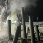 Borrning av stålrörspålarna. Foto: Trafikverket