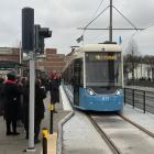 Bild från premiärturen på den nya spårvägen som ska köra från Lindholmen till Frihamnen. Foto: Göteborgs stad