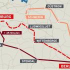 Bra att veta när man semestrar i norra Tyskland. Tågtrafiken på många linjer i delstaterna Hamburg, Schleswig-Holstein, Mecklenburg-Vorpommern, Niedersachsen, Sachsen-Anhalt, Berlin och Brandenburg är kraftigt begränsad under 9 månader. Som ersättning sätts över 170 bussar in på totalt 26 linjer längs hela sträckan mellan Hamburg och Berlin. Enligt Deutsche Bahn rör det sig om "Tysklands hittills största ersättningstrafik" – med delvis avsevärt längre restider. Klicka på krysset i övre vänstra hörnet så ser du hela kartan. Källa: DB