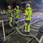Geobears medarbetare injekterar marken under den järnvägsväxel vid Göteborgs Central som utsatts för sättningar på grund av dåliga markförhållanden och stor belastning från tät tågtrafik.