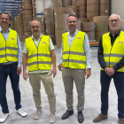 Jula Logistics VD Lennart Karlsson, Pietro Montebovi, Infrastructure Manager, infrastrukturminister Andreas Carlsson samt Simon Zubeyde. Foto: Jula Logistics