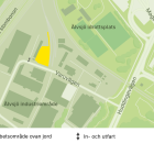 Etableringsområdet ligger intill Varuvägen i Älvsjö. Grafik: Region Stockholm