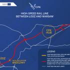 Översiktskarta över CPK:s planerade höghastighetsjärnväg mellan Warszawa och Lodz, som ingår i det större Y-nätet. Karta: CPK