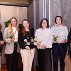 Vinnarna av Women in Rail Awards 2026: R&I in Railway Award – Sara Ålbrink, Försvarsmakten Mentoring and Leadership Award – Patrizia Wallén, Trafikverket, mottogs av Camilla Granholm Next generation in Rail Award – Femhoppet, mottogs av Annette Wolff Women Empowerment Award – SJ, mottogs av Monica Höglind Visibility & Representation Award – Järnvägskvinnor, mottogs av Mia Magnusson och Elina Kabir Foto: Tågföretagen