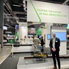 Jonas Ivenäs, Marknadschef, och vice vd på Vossloh Rail Services Scandinavia AB, berättade om företagets nya produkter på järnvägsmässan Train & Rail.