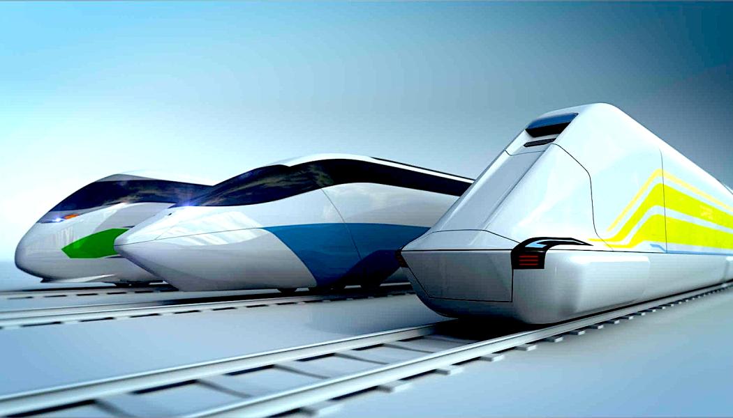 Tågdesign från konceptet Next-Generation Train (NGT). Från vänster till höger: NGT LINK pendeltåg, NGT HST höghastighetståg och NGT CARGO godståg. Bild: 1/6, Kredit: DLR 

