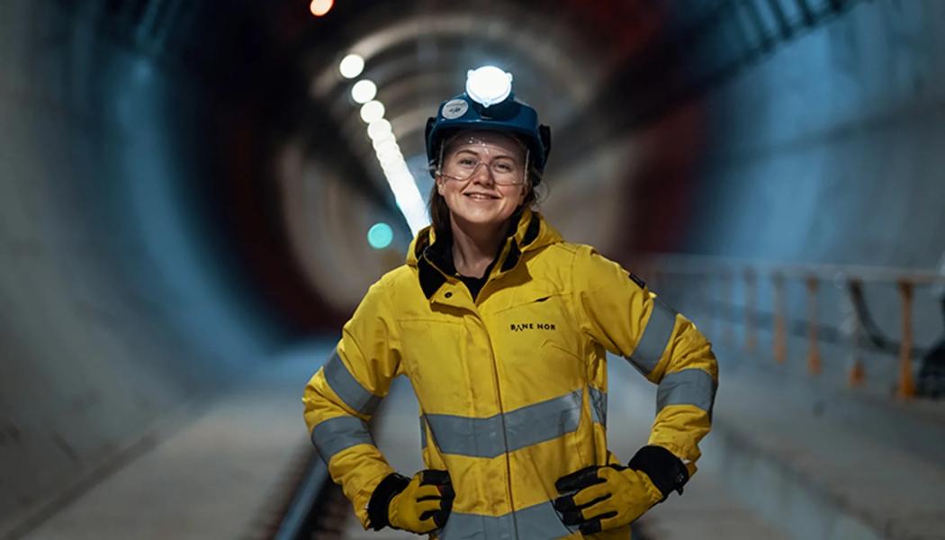 Arbete i norsk järnvägstunnel. Foto: bane NOR, kredit: Aksel Jermstad