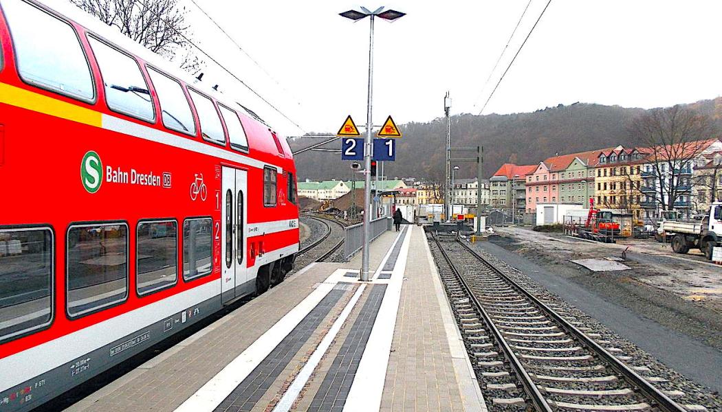 Meissen Triebischtal järnvägsstation på dagen för återöppningen efter ungefär ett års ombyggnad och omdesign. Foto: Wikipedia Common, kredit: Kleeblatt 187