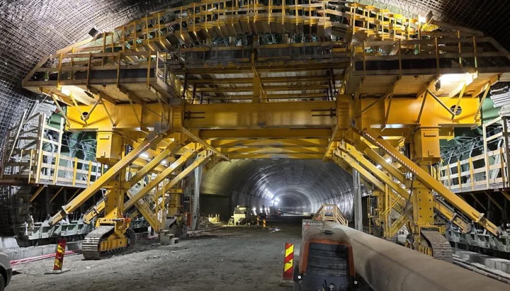 Gjutningsarbetet i norsk tunnel når slutfasen