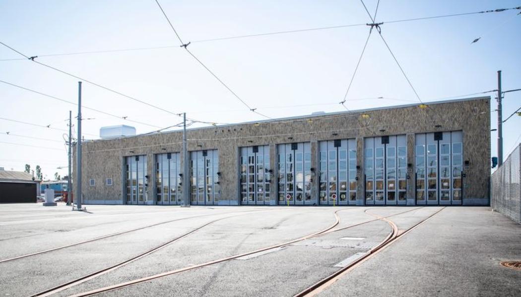 Den nya spårvagnsdepån på Ringön. Foto: Västtrafik