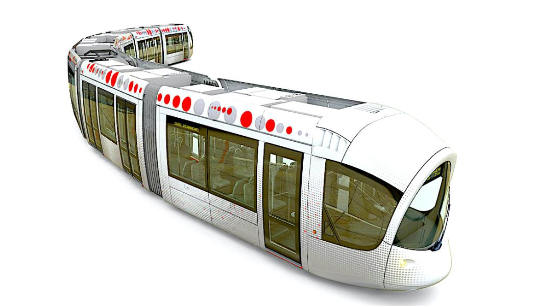 De nya 43-metersvagnarna produceras helt och hållet i Frankrike av Alstom och kommer att kunna ta upp till 300 passagerare – motsvarande fyra bussars kapacitet. Bild: Alstom