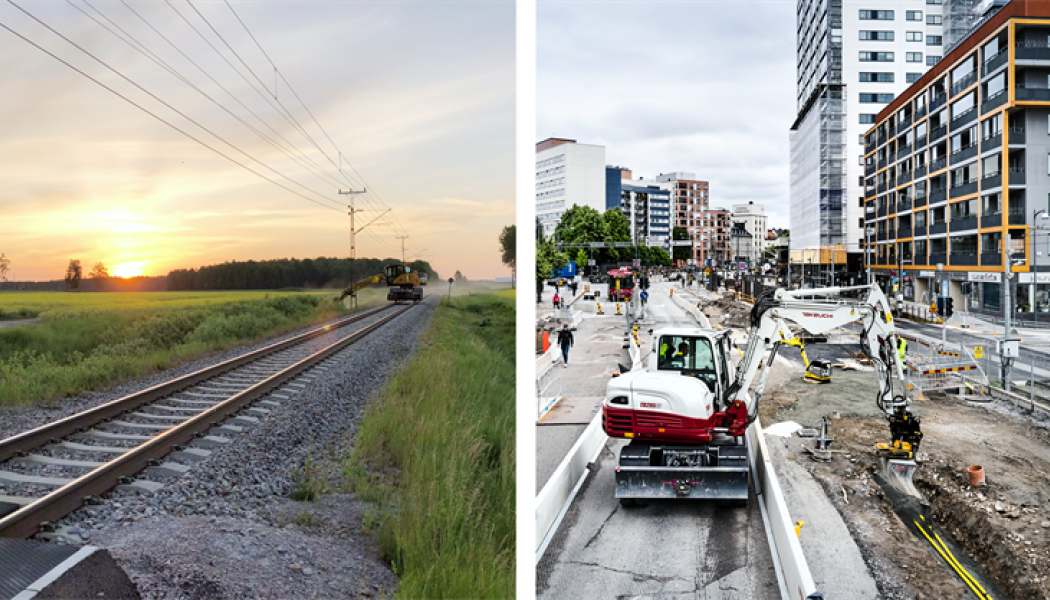 Järnvägsunderhåll och markanläggning. Foto: Flexirail och Marbit