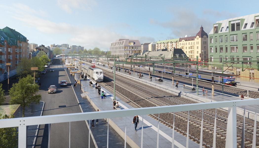 Kanske en framtida vy från Trädgårdslänken över det nya stationsområdet och Karlstads resecentrum.
Foto: White