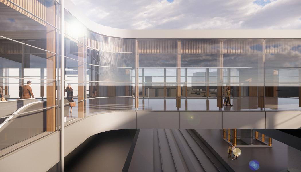 Norra bron kommer att underlätta för stora mängder resenärer att ta sig smidigt till och från spåren. Illustration: Sweco