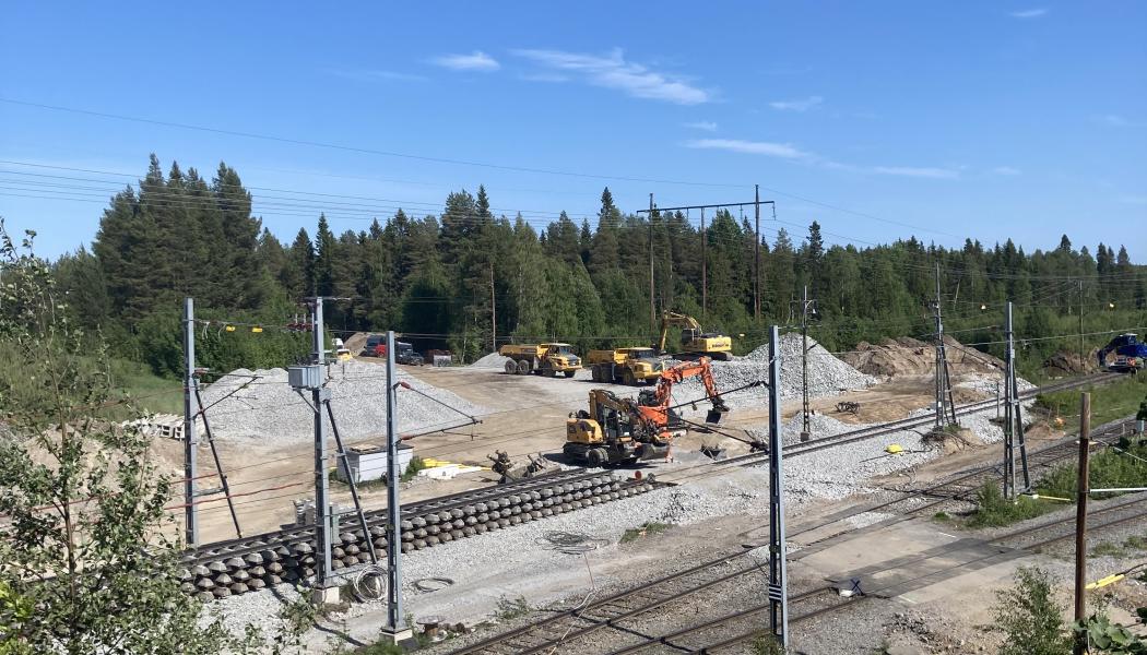 Bild från Gammelstads bangårdsförlängning inom Luleå kommun genomfört 2023-2024
 Foto: Infranord