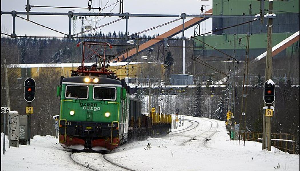 Green Cargo tåg utanför Grängesberg 2012. Foto: Wikimedia Commons