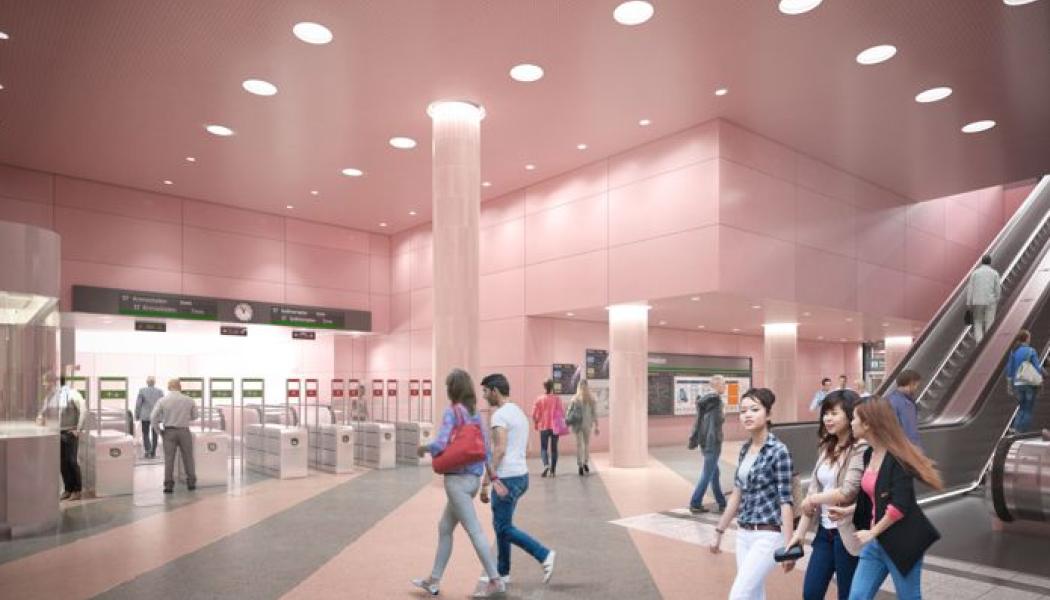 Hagastaden södra biljetthallen. Illustration: Region Stockholm/&Rundquist