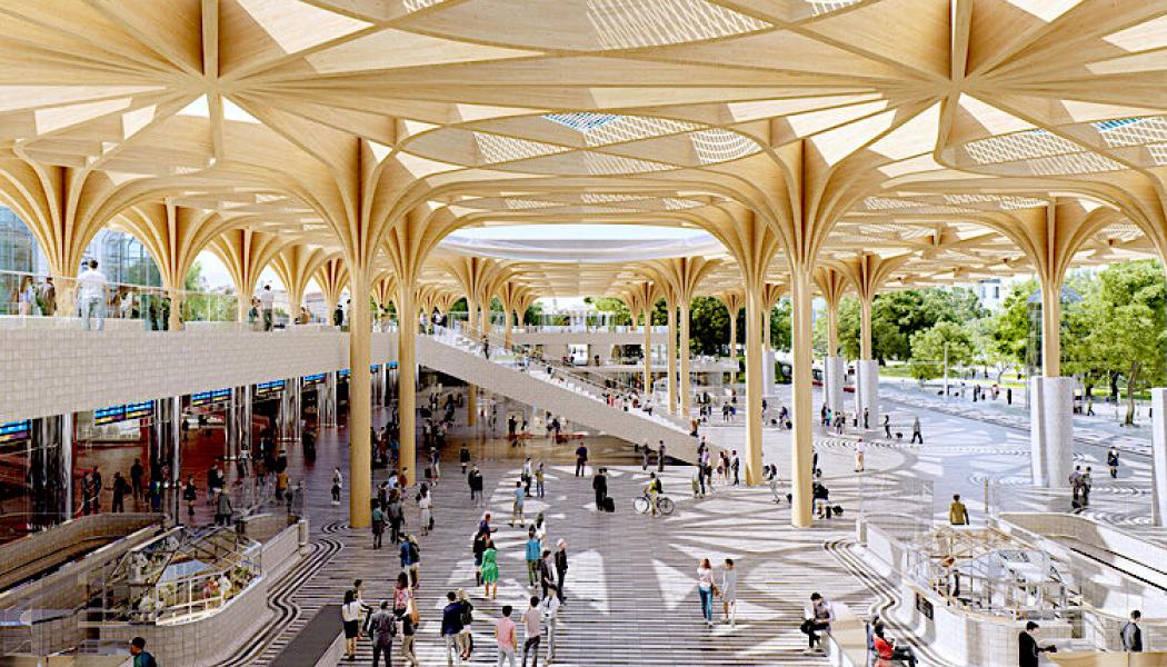 Designen är tänkt att betona hållbarhet och mikromobilitet. Bild: Henning Larsen Architects