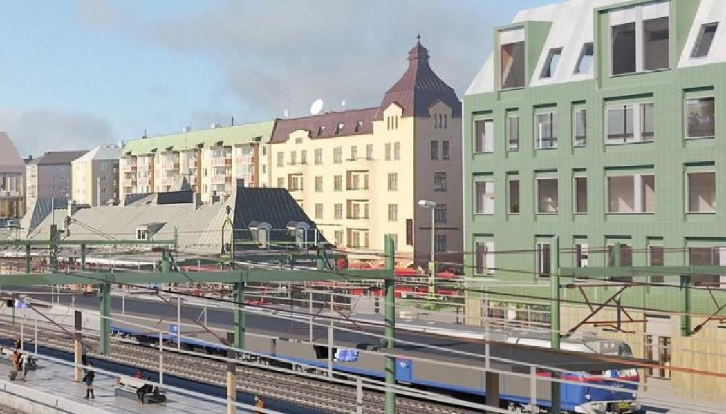 Kanske en framtida vy från Trädgårdslänken över det nya stationsområdet och Karlstads resecentrum.
Foto: White