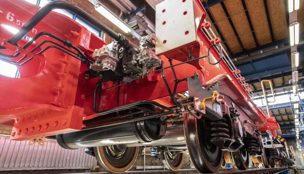 Denna multifunktionella och modulära godsvagn utvecklades i ett forskningssamarbete mellan DB Cargo och vagnuthyrnings- och järnvägslogistikföretaget VTG. Foto: Deutsche Bahn AG. Kredit: Pablo Castagnola