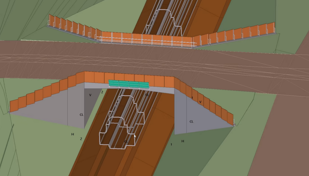 3D-modell av vägbro och faunapassage. Bild: Tyréns