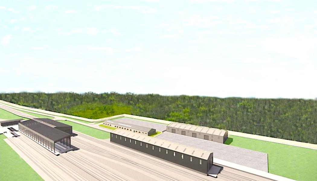 Rail Baltica visualisering av Iecava underhållsanläggning. Bild: Rail Baltica