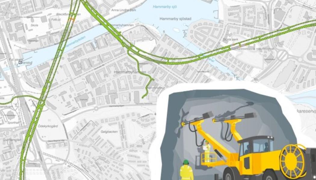 Blå linje till Nacka och Söderorts tunnlar kommer att vara helt utsprängda under nästa år. Bildkollage: Region Stockholm/Martin Thelander