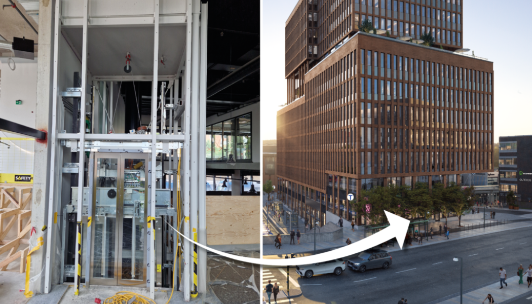 Här installeras nya tunnelbanans första hiss. Bild: Region Stockholm