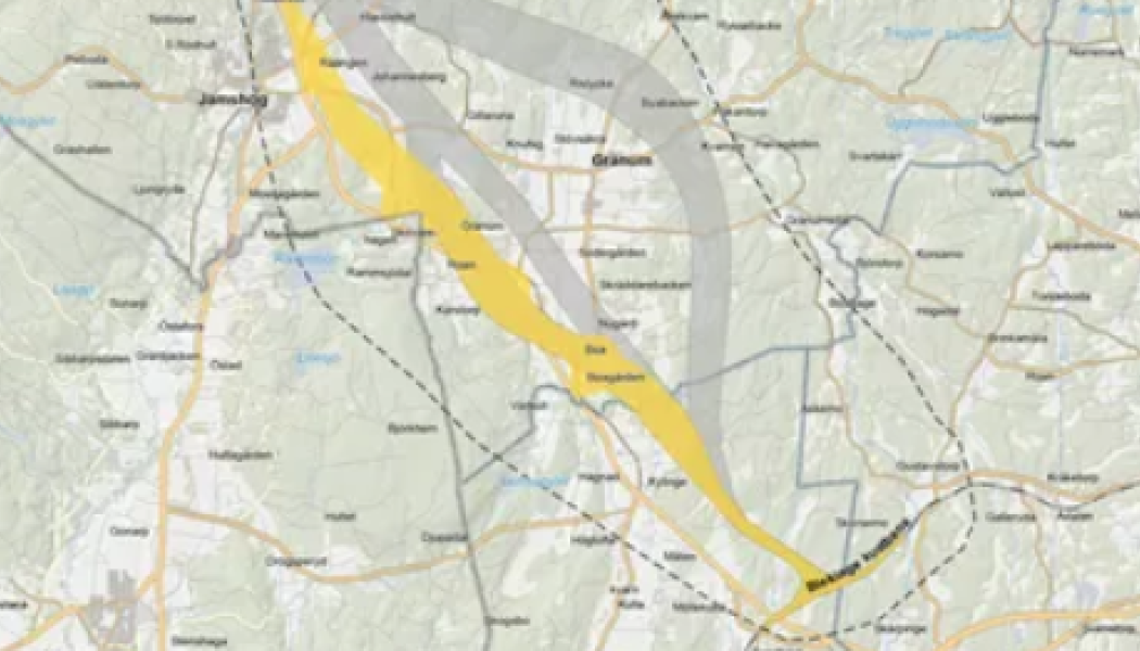 Alternativ Väst ger mindre negativ effekt på landskapsbild och åkermark jämfört med de andra alternativen, menar Trafikverket.  Karta: Trafikverket