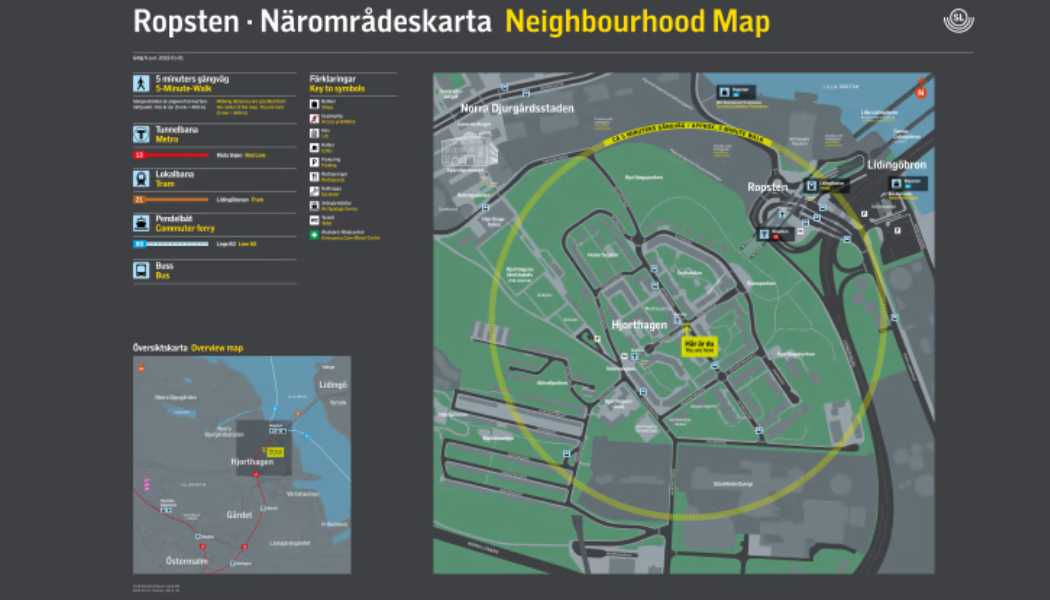 Närområdeskartorna har förenklats och förstorats och de finns nu på alla hundra tunnelbanestationer. Foto: SL