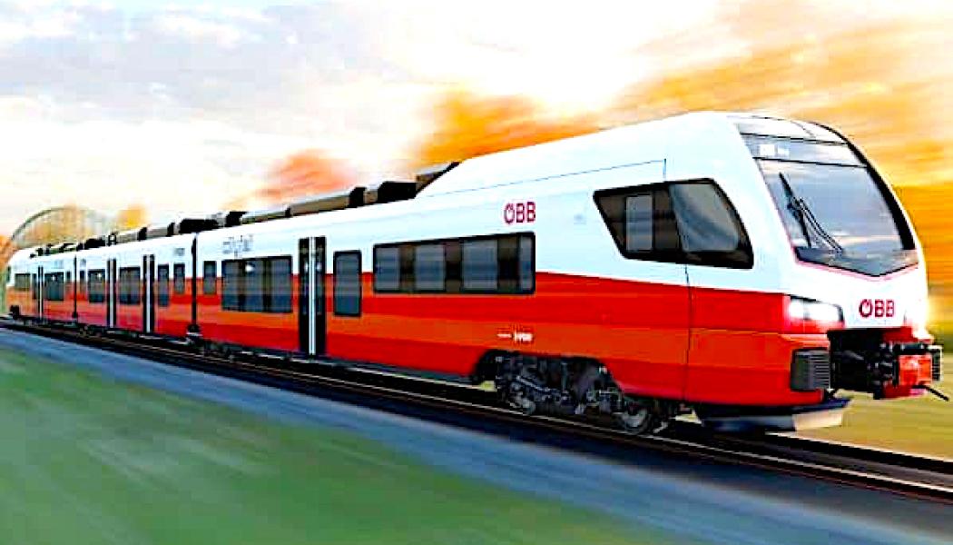 Konstnärens intryck av batteritåget som Stadler ska leverera till ÖBB.
Foto: Stadler