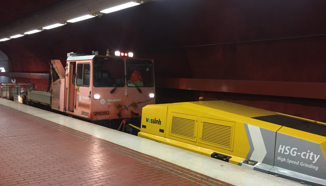 Vossloh introducerar höghastighetsslipning i Stockholms tunnelbana. Foto:  Vossloh