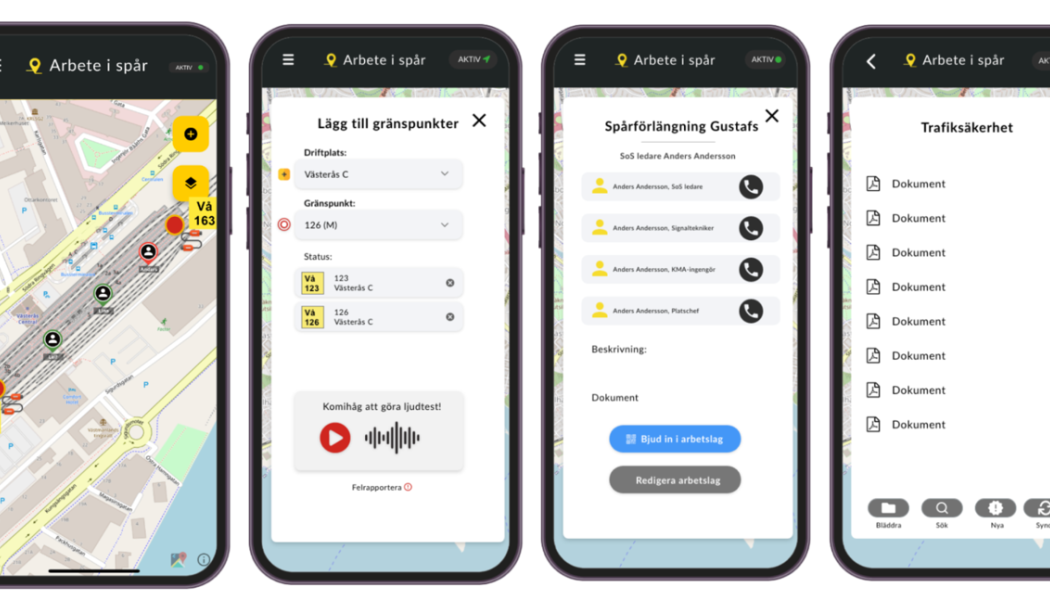 Appen används för att identifiera gränspunkter mellan entreprenaders arbetsområden. Bild: 