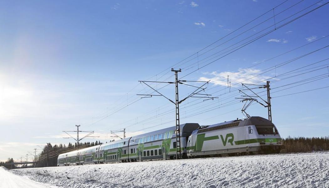 VR-tåg på väg i östra Lappland. Foto: VR, kredit: Janne Mikkilä