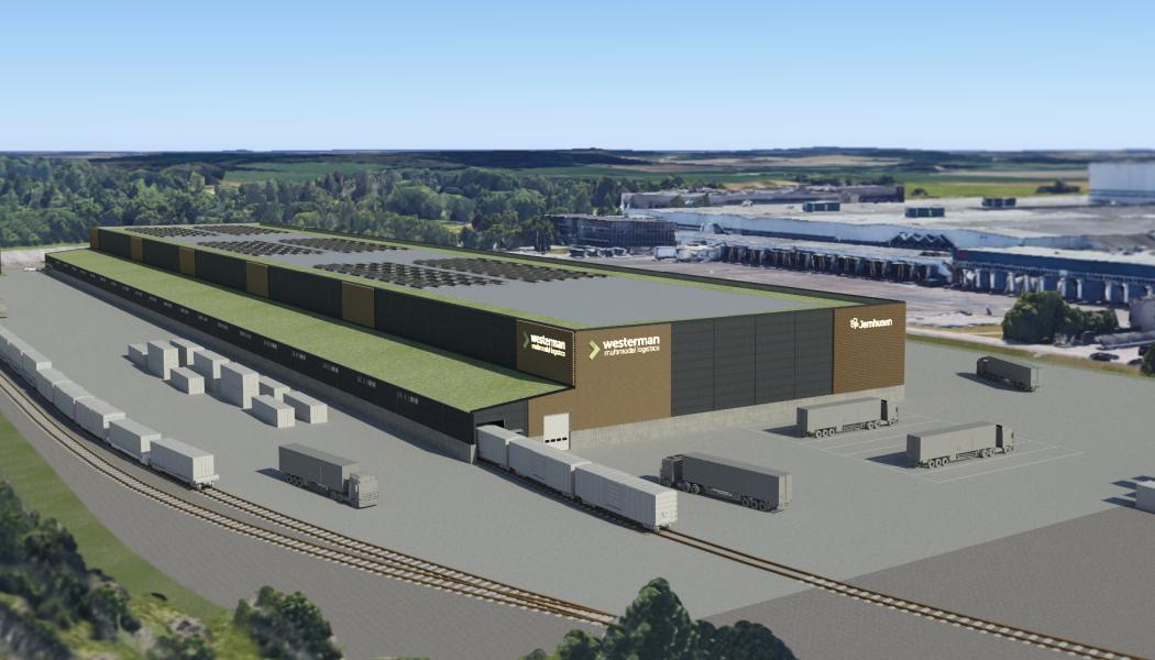 Den nya terminalen blir en central del av Westermans gröna transportkorridor som knyter samman Västerås med terminaler i Malmö och på kontinenten.  Visionsbild: Jernhusen