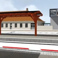 Illustrationen visar ett förslag på väderskyddad gångpassage över spåren till perrongerna. Bild: Trafikverket