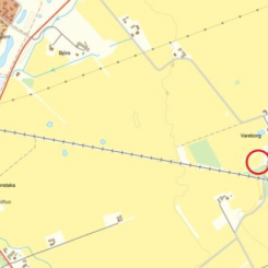 Sprängningarna kommer att ske inom rödmarkerat område. Karta: Trafikverket