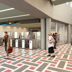 Visionsbild station Järla, utbyggnaden av tunnelbanan till Nacka och Söderort, där Sweco också har uppdrag. Illustration: Region Stockholm/Sweco