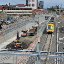Spåren omlagda för Västlänkens anslutning. Foto: Håkan Holgén, Trafikverket.